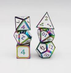 7 Piece Metal Dice Set - Burnt Opal with White
